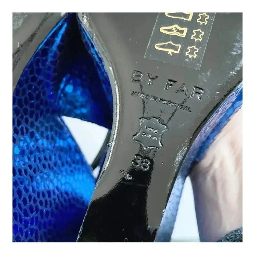 NEW By Far Vaughn Metallic Ankle Wrap Wedge sizs EU38 US7.5 - Picture 10 of 10